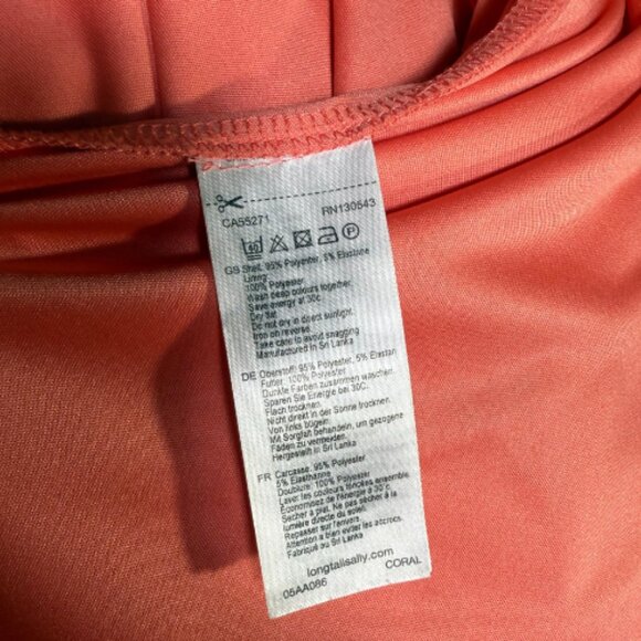 Long Tall Sally Coral Pink Faux Wrap Dress US Sz 14 - Picture 9 of 11